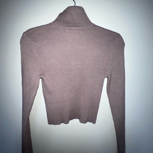 Zara Cropped Turtleneck Knit Sweater - Brown/Taupe - Large - Picture 3 of 4